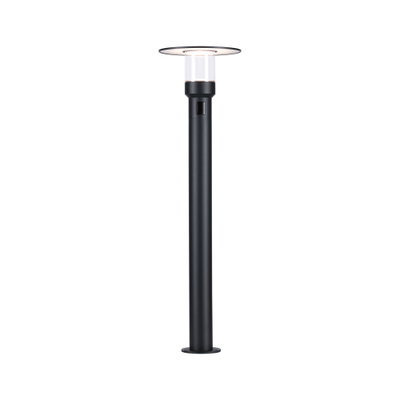 Lampe extérieure noire en métal avec verre transparent et abat-jour plat pour éclairage de jardin
