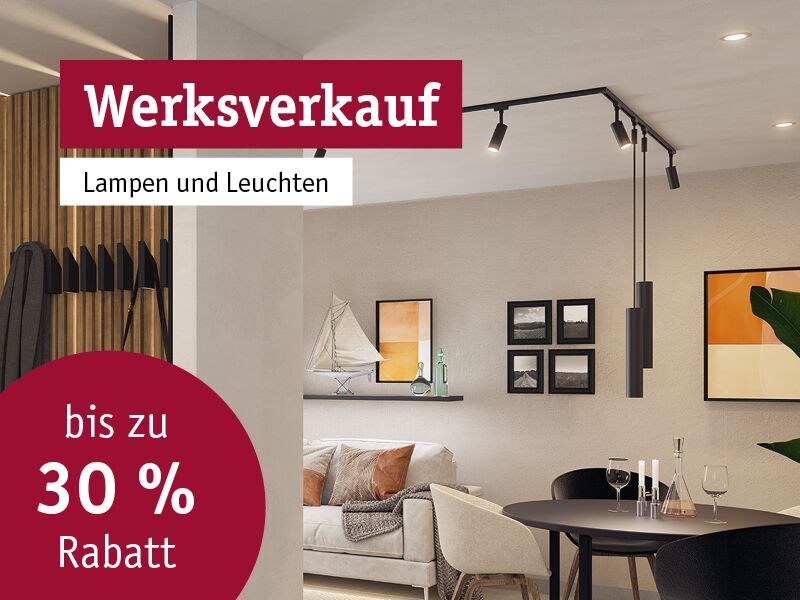 Moderner Wohnraum mit schwarzen Deckenlampen und Esstisch, Werksverkauf Lampen mit bis zu 30% Rabatt