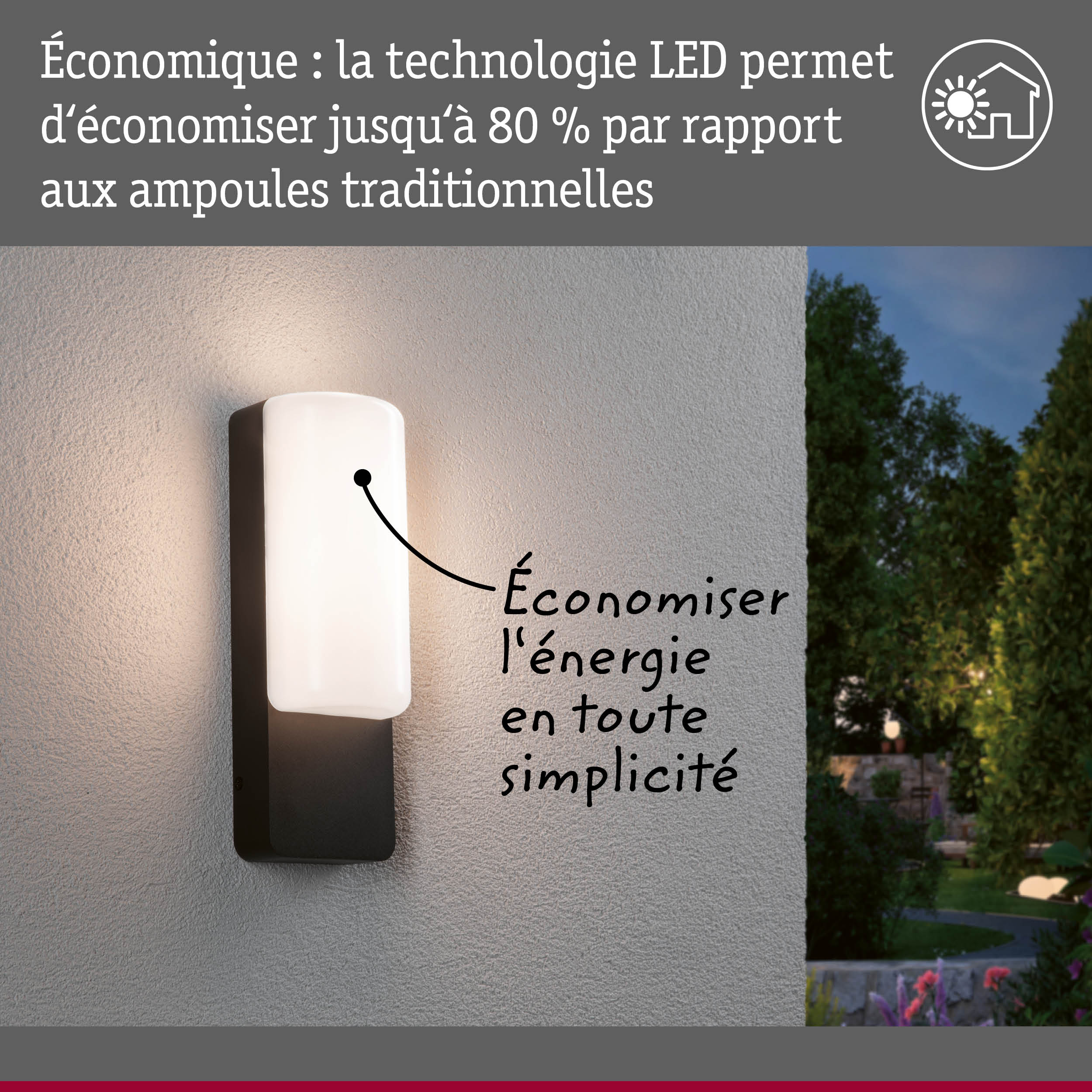Applique murale extérieure LED moderne noir et blanc avec technologie économique pour éclairage jardin