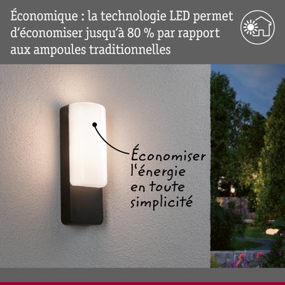 Applique murale extérieure LED moderne noir et blanc avec technologie économique pour éclairage jardin