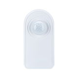 White plastic motion sensor with round detector for smart indoor lighting control