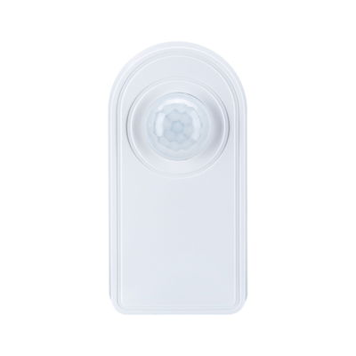 White plastic motion sensor with round detector for smart indoor lighting control
