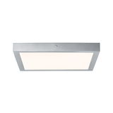 Square LED ceiling light in silver aluminum with white diffuser for modern room lighting