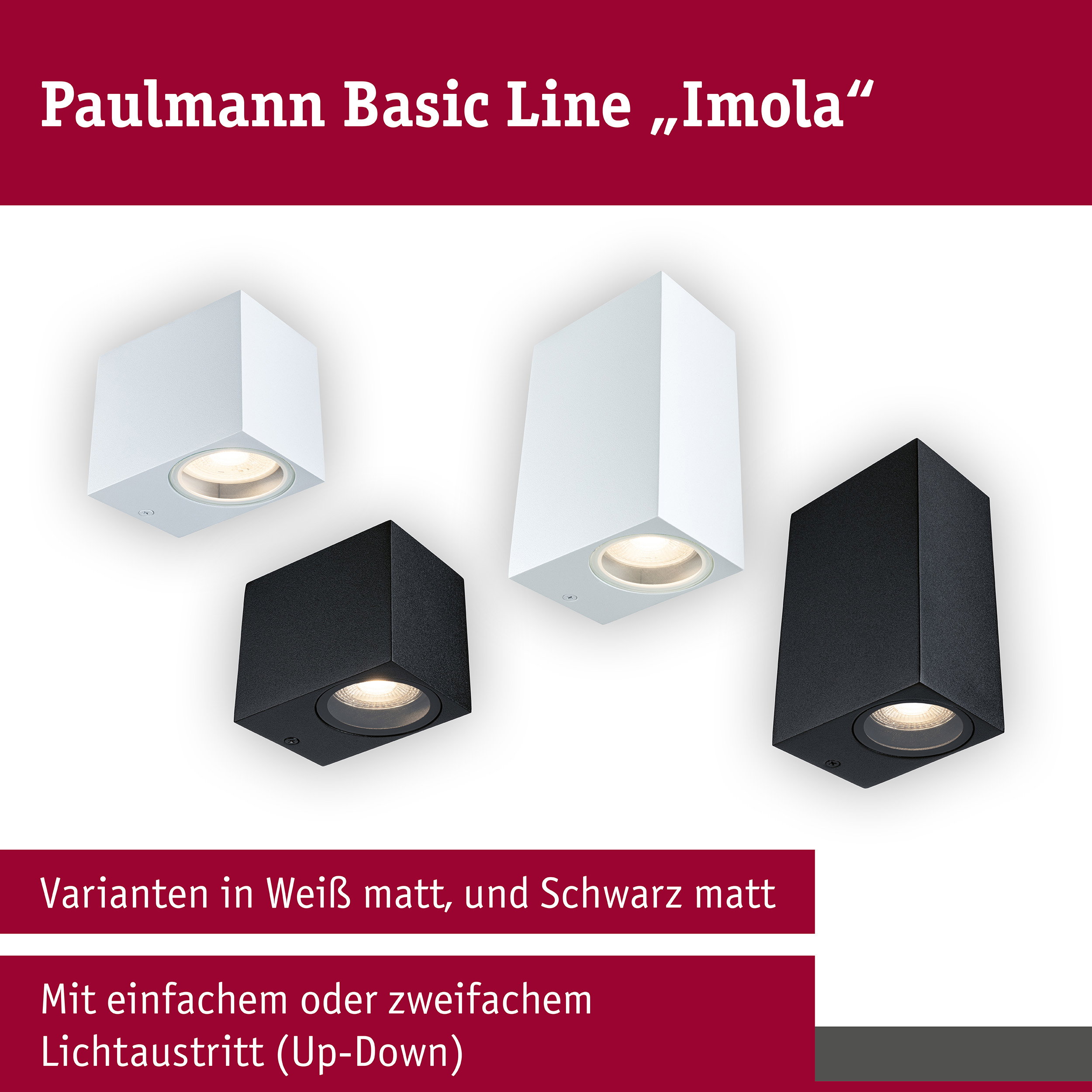 Wandleuchte Imola IP44 GU10 230V max. 10W Schwarz matt