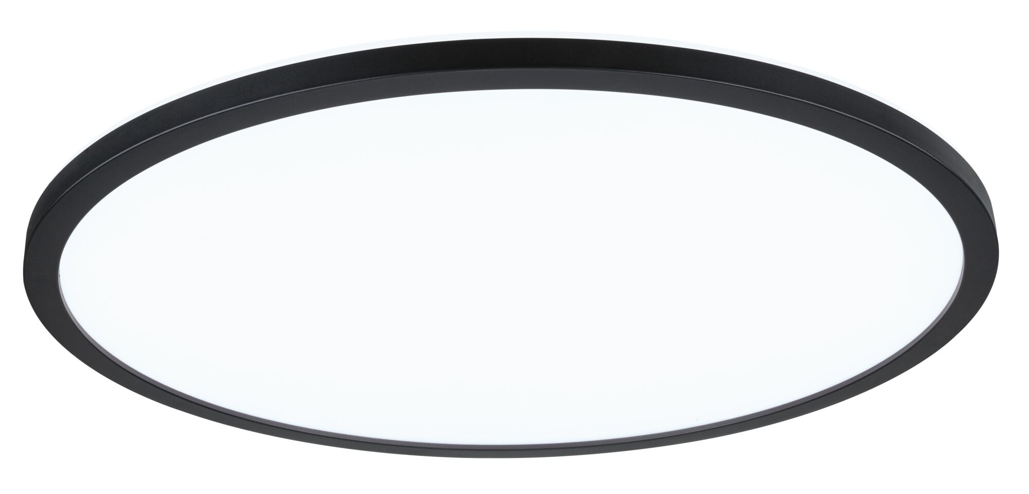 Rundes LED-Deckenlicht mit schwarzem Metallrahmen und weißem Diffusor für moderne Raumbeleuchtung