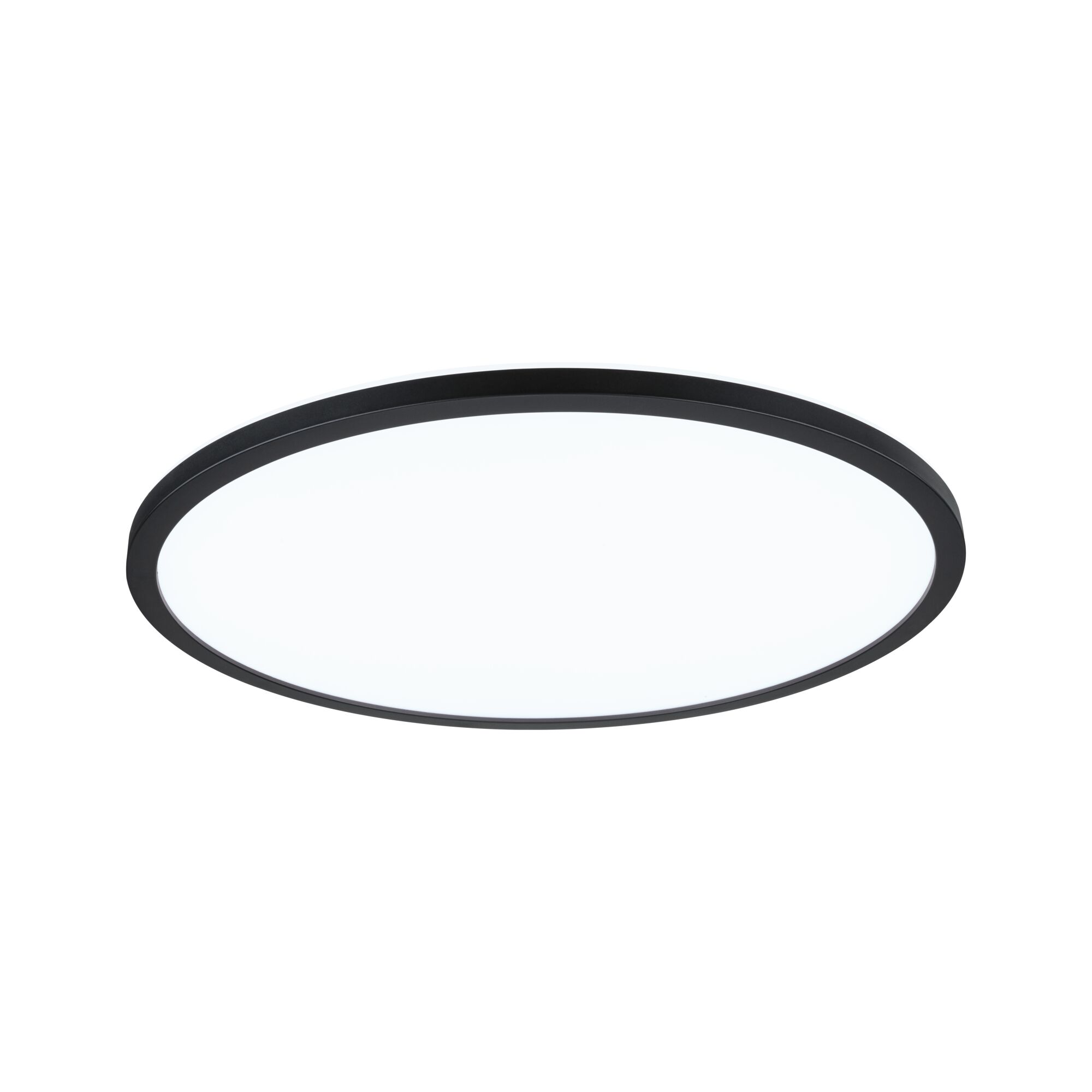 Rundes LED-Deckenlicht mit schwarzem Metallrahmen und weißem Diffusor für moderne Raumbeleuchtung