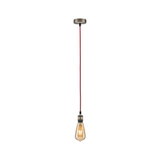 Suspension avec câble textile rouge et ampoule vintage à lumière chaude pour un éclairage élégant