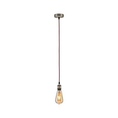 Suspension avec câble textile rouge et ampoule vintage à lumière chaude pour un éclairage élégant