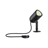 Black metal LED outdoor spotlight with cable and mount for garden and exterior lighting