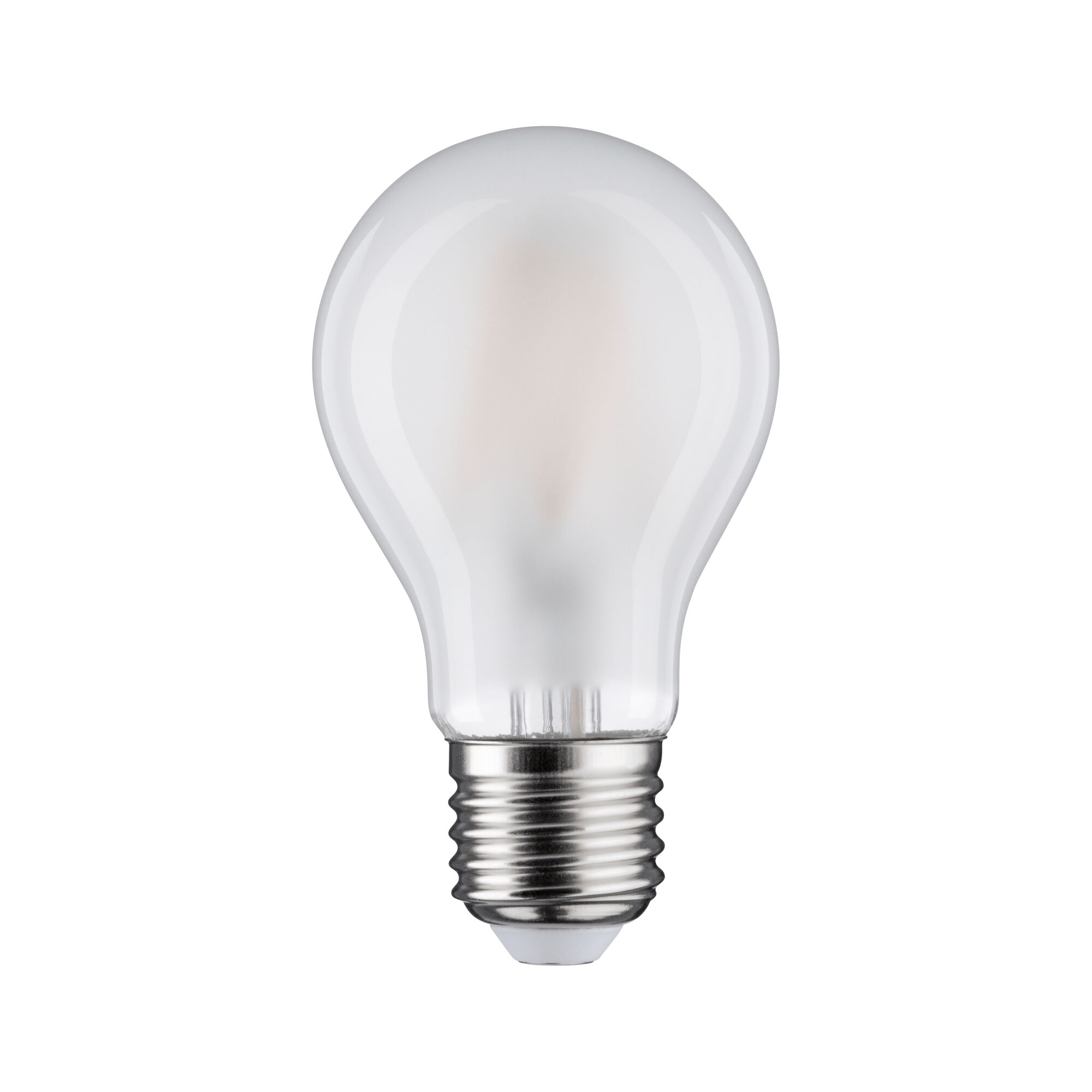 Klassische matte Glühbirne mit E27-Fassung aus Glas und Metall für energiesparende Beleuchtung