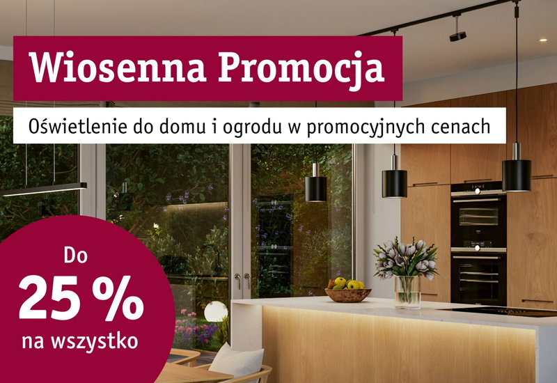 Modern kitchen with wooden cabinets and black pendant lights, spring promotion for home lighting