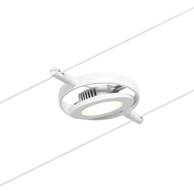 Hvid metal LED-kabelspot med rund lyskilde til moderne belysningssystemer
