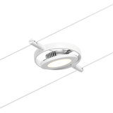 Weißer LED-Seilstrahler aus Metall mit rundem Leuchtkopf für moderne Beleuchtungssysteme