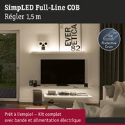 Salon moderne avec TV et éclairage LED sous étagère, bande LED avec protection