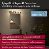 Matzwarte decoratieve spiegelverlichting Regula II met drie lampen, geschikt voor badkamer