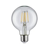 Klarer LED-Filament-Glühbirne mit E27-Fassung und sichtbaren gelben Leuchtfäden für energiesparende Beleuchtung