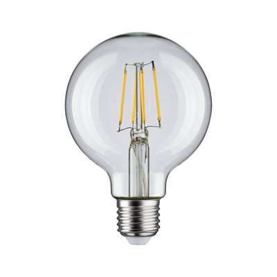 Ampoule LED filament claire avec culot E27 et filaments jaunes visibles pour éclairage économique