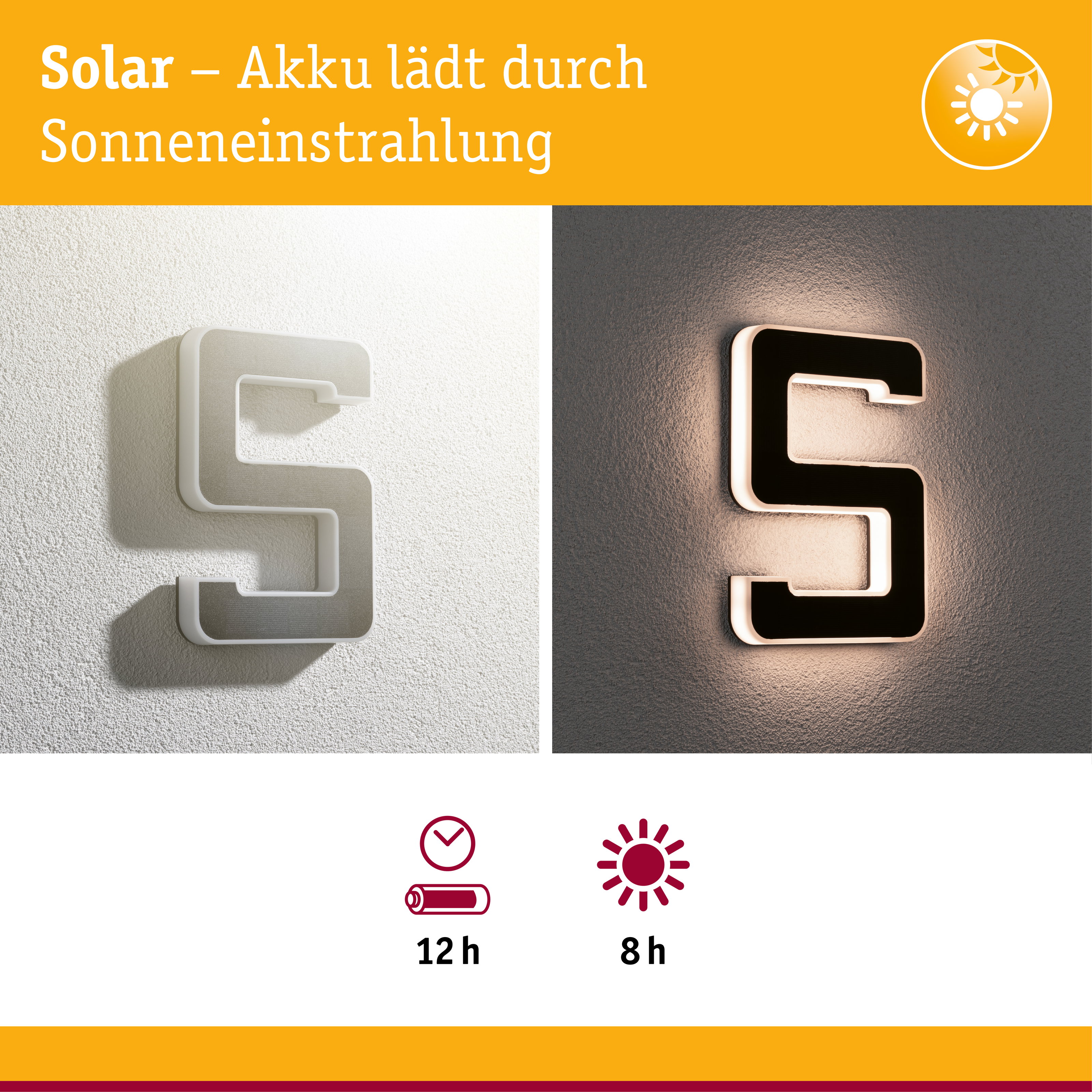 Solar LED Hausnummernleuchte inkl. wechselbarer Akku Nummer 5 IP44 3000K 6lm Schwarz