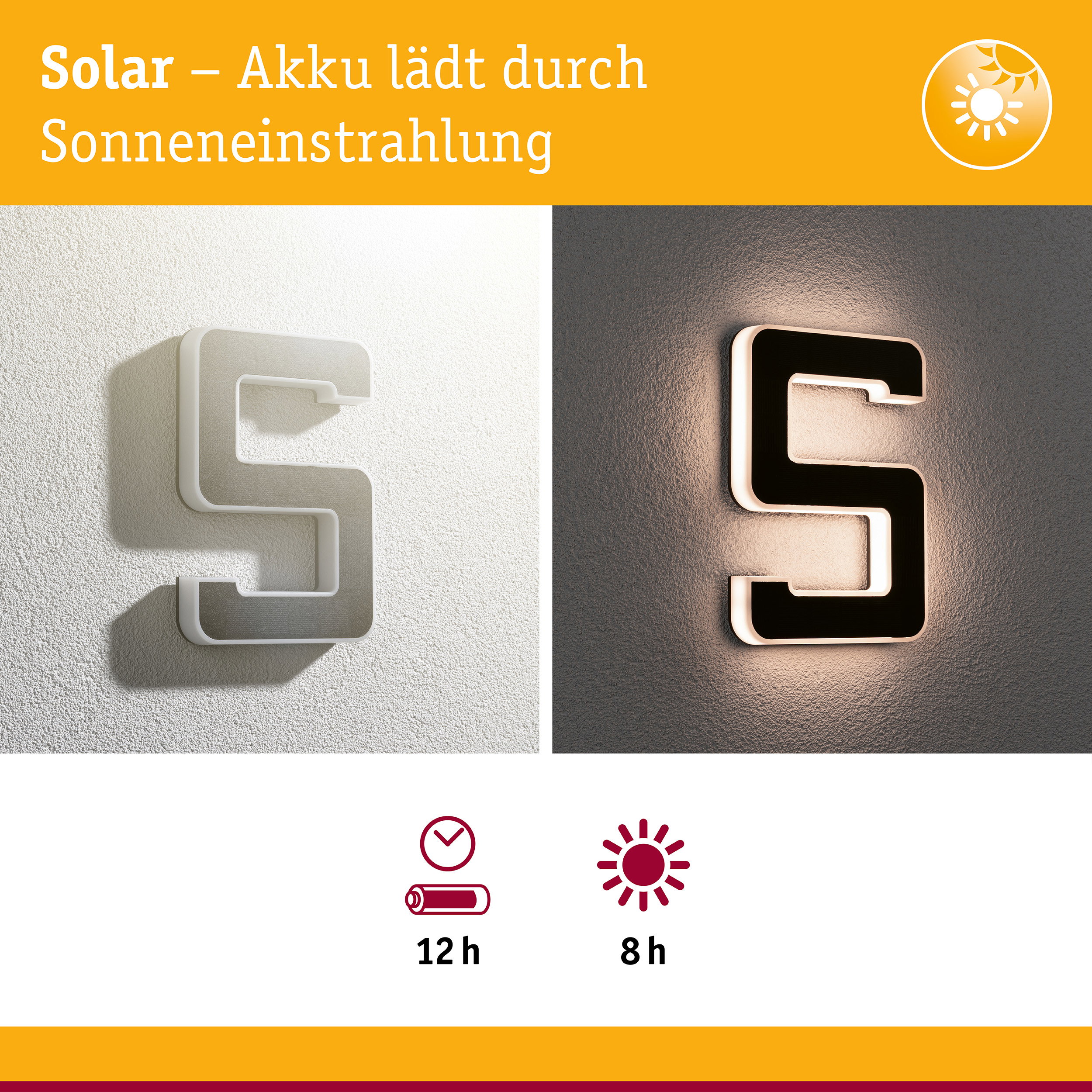 Solar LED Hausnummernleuchte inkl. wechselbarer Akku Nummer 5 IP44 3000K 6lm Schwarz