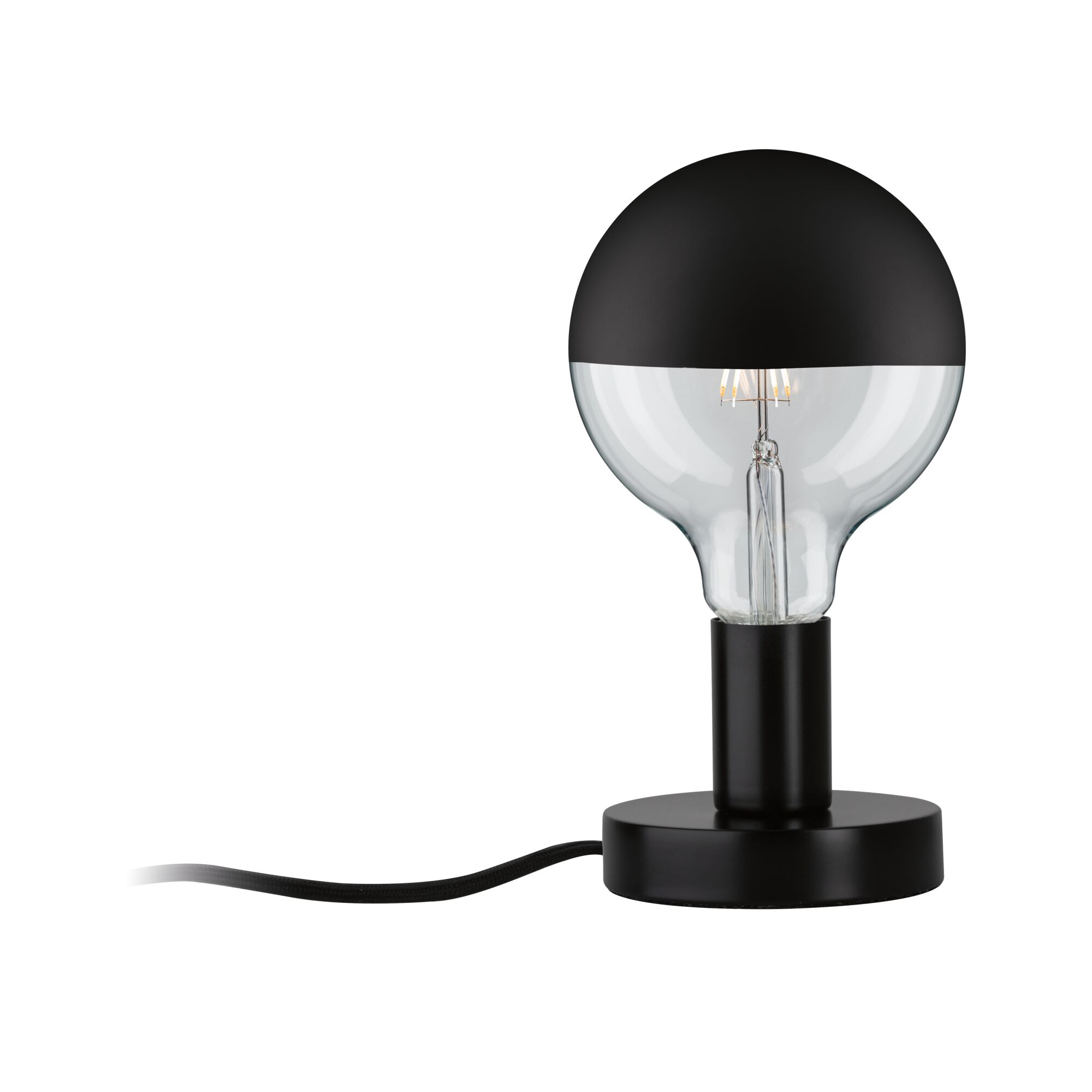 Neordic LED-tafellamp Haldor E27 max. 60W Zwart Metaal Moderne tafellamp met zwarte metalen voet en halfdoorzichtige glazen kap voor LED-verlichting