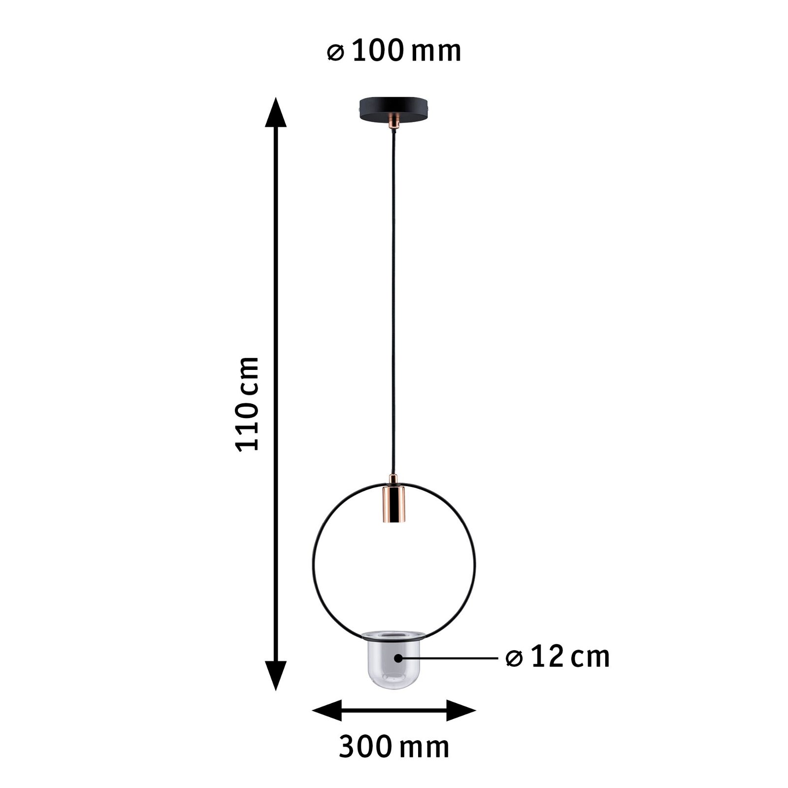 Neordic Luminaire en suspension Tasja E27 max. 20W Noir/Cuivre gradable Métal