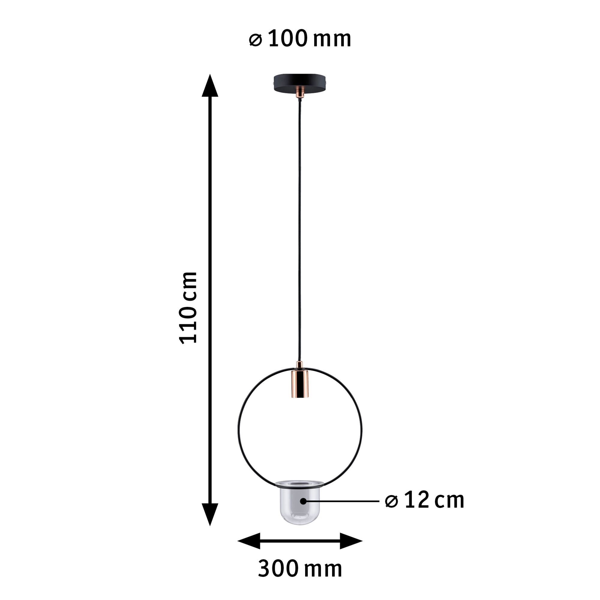 Neordic Pendelarmatur Tasja E27 max. 20W Sort/Kobber dæmpbar Metal