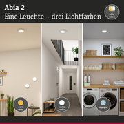 Abia 2 LED-Deckenleuchte in Weiß mit drei Lichtfarben für warmweiß, neutralweiß und Tageslicht.