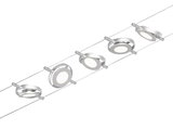 Modern cable lighting system with five silver LED spotlights for versatile room illumination