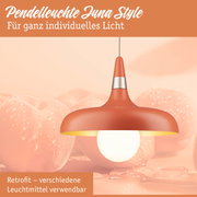 Pendelleuchte Juna Style in mattem Orange mit Metallring, energiesparende LED-Beleuchtung