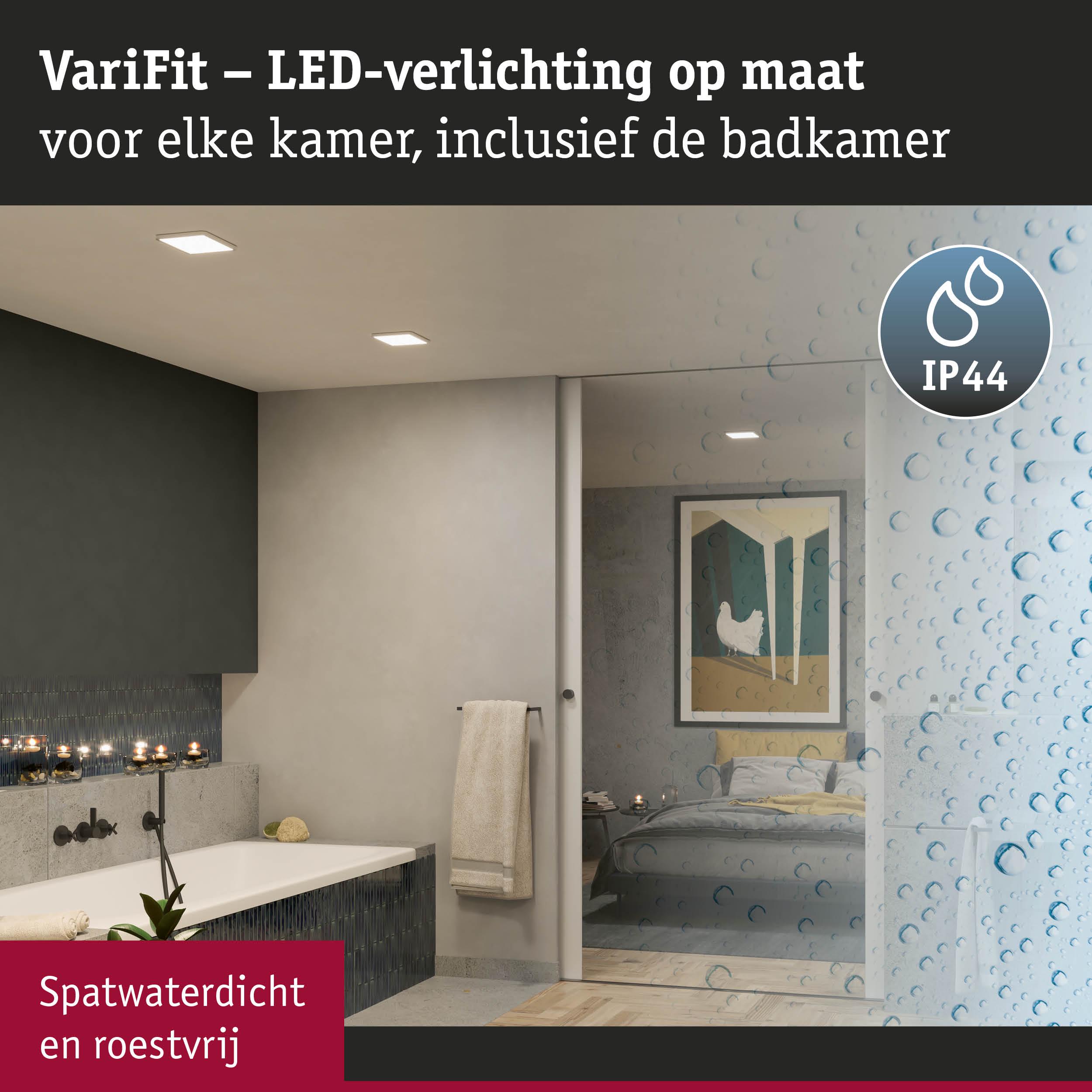 Moderne LED-plafondlampen in badkamer met IP44-classificatie, spatwaterdicht en roestvrij verlichtingssysteem
