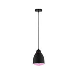Schwarze Pendelleuchte aus Metall mit pinkfarbenem Licht, moderne LED-Hängeleuchte für Wohnräume