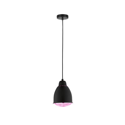 Schwarze Pendelleuchte aus Metall mit pinkfarbenem Licht, moderne LED-Hängeleuchte für Wohnräume