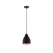 Zwarte metalen hanglamp met roze LED-licht voor moderne woonverlichting