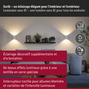 Applique murale sans fil blanche Zorik avec indice IP44 pour intérieur et extérieur, dimmable tactile