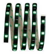 Bande LED flexible avec lumières vertes et dos adhésif pour un éclairage polyvalent.