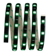 Bande LED flexible avec lumières vertes et dos adhésif pour un éclairage polyvalent.