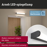 Arneb LED-spiegellamp matzwart RAL 9004 met minimalistisch ontwerp voor badkamerverlichting