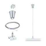 Sølvfarvet metal ophængskabelsæt med loftbeslag til LED-skinnebelysning
