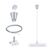 Zilverkleurige metalen ophangkabelset met plafondbeugel voor LED-railsverlichting