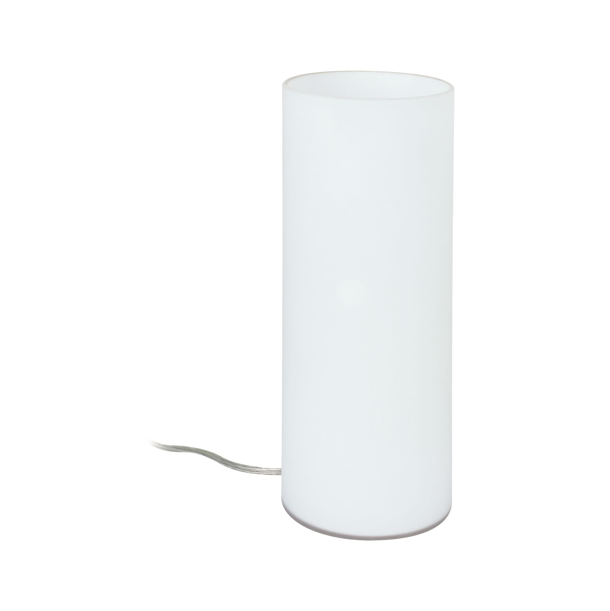 Tischleuchte Noora E14 max. 42W Opal Zylindrische weiße Tischleuchte aus Glas mit transparentem Kabel für modernes Ambiente