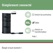 Câble d'extension noir avec connecteurs pour solutions d'éclairage flexibles