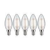 Vijf heldere LED-kaarslampen met E14-fitting en warm wit licht voor decoratieve verlichting