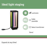 Black LED light column with colorful reflective panels for striking light staging effects