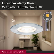 LED-inbouwlamp Nova met platte LED-reflector GU10 in aluminium, warm wit licht voor woningverlichting