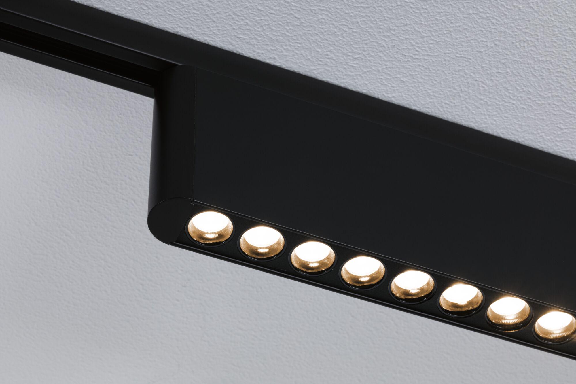 Schwarze LED-Deckenleuchte mit mehreren warmweißen Lichtquellen aus Metall für moderne Innenräume