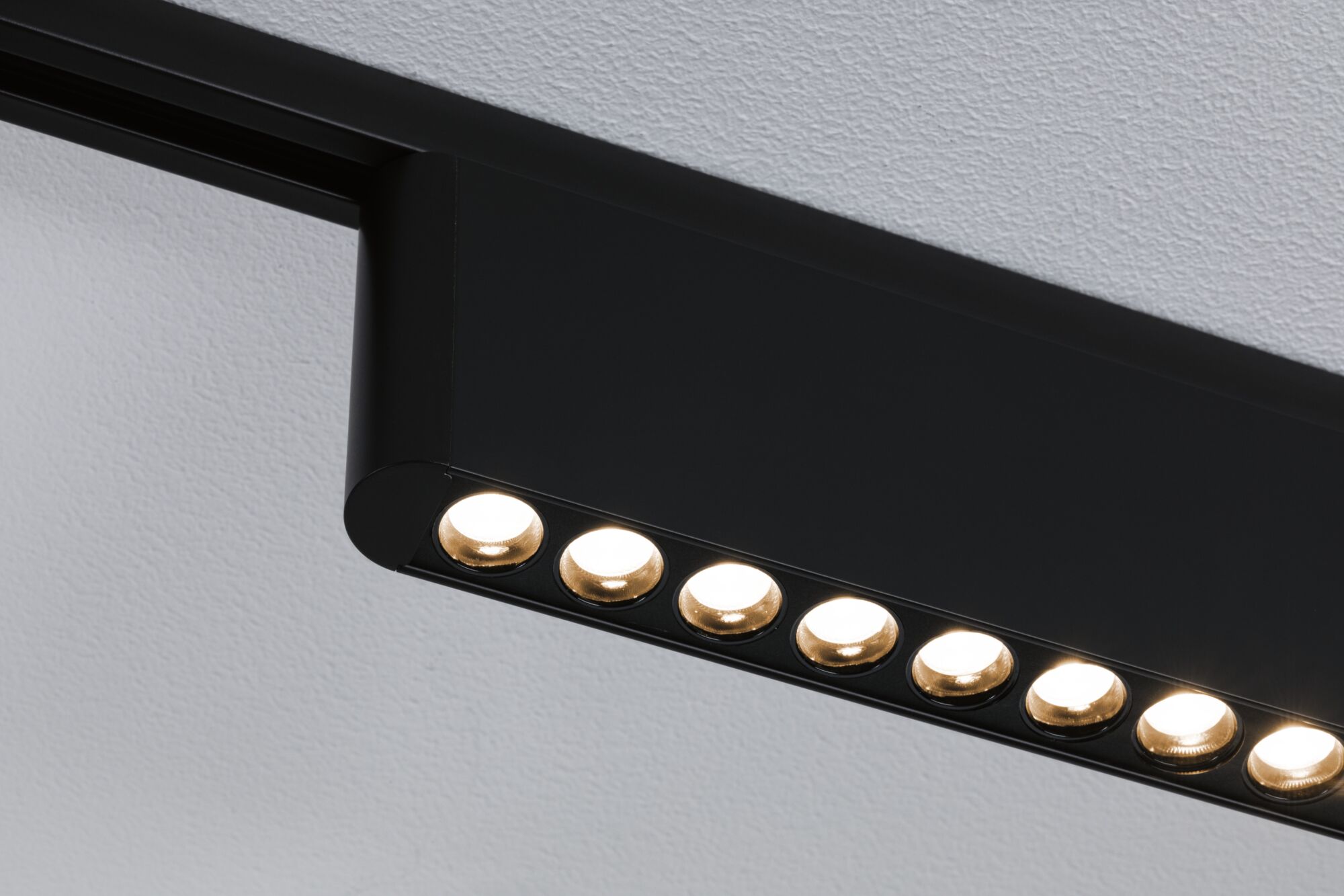 Black metal LED ceiling light with multiple warm white bulbs for modern interior lighting