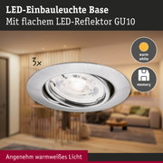 LED-Einbauleuchte Base aus gebürstetem Aluminium mit warmweißem Licht und GU10 LED-Reflektor