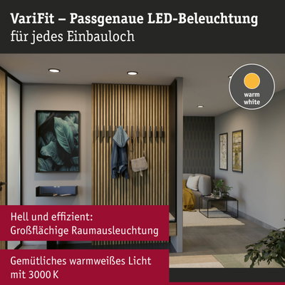 Moderner Flur mit warmweißem LED-Einbaustrahler in Decke für effiziente Raumbeleuchtung