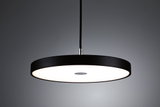 Ronde LED-hanglamp met zwart metalen frame en witte diffuser voor moderne verlichting