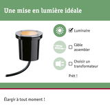 Luminaire encastré au sol noir LED avec lumière blanc chaud pour éclairage extérieur jardin